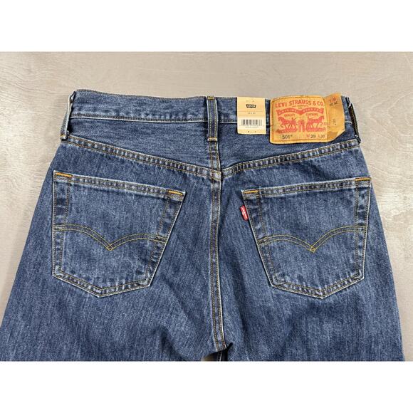 Levi's Jeans Mens 29x30 Blue Denim 501 Straight Leg Button Fly Original Classic - Picture 4 of 14